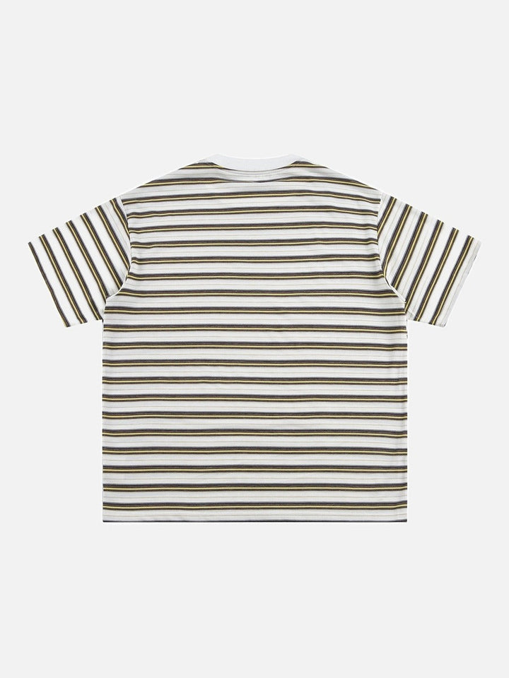 Striped Knit Relaxed Fit T-Shirt Brown and Gold