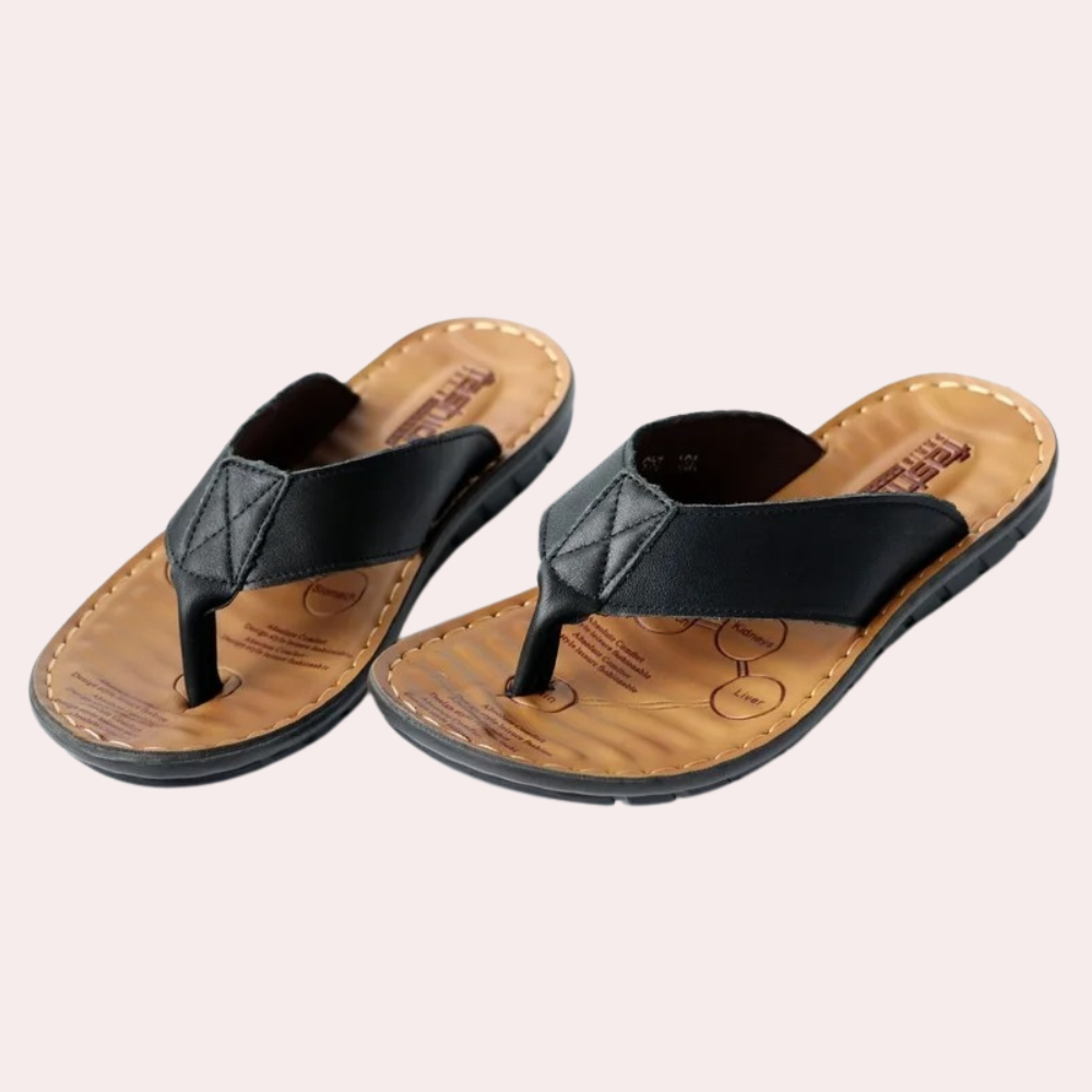 Men's cork-look toe post sandals with open-toe design