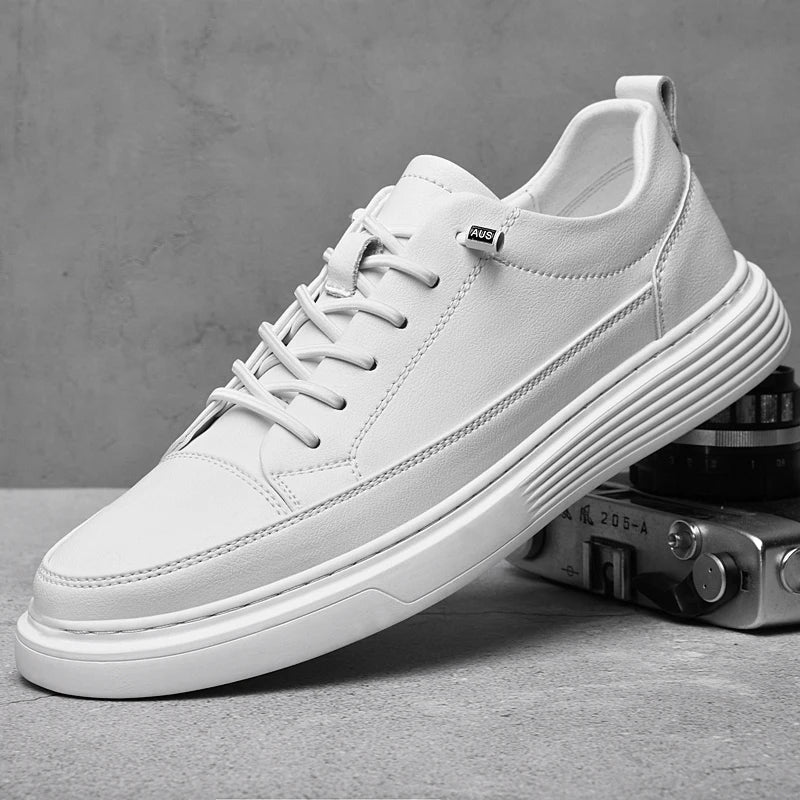 Men's Low-Top Leather Sneakers White