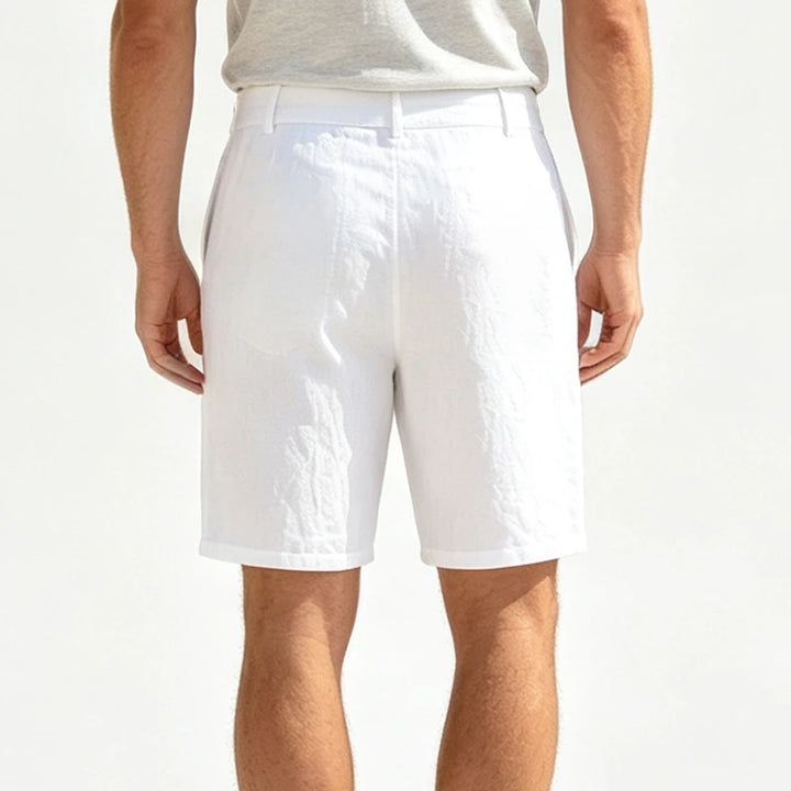 Men Linen Blend Straight Fit Casual Shorts
