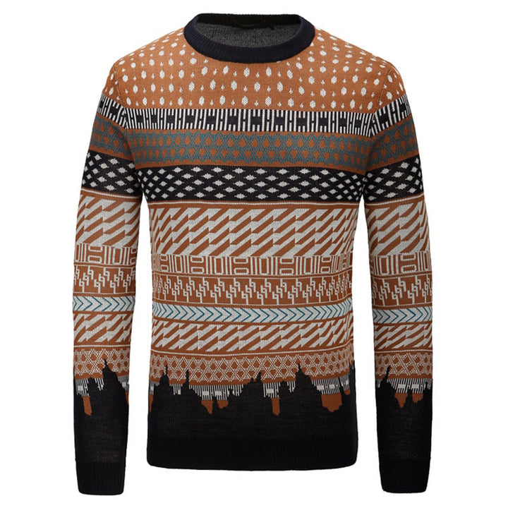 Men's Jacquard Crew Neck Jumper