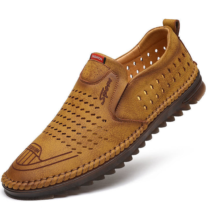 Men's Leather Canvas Slip-On Sneakers