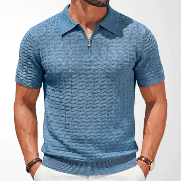 Men's Viscose Knit Zip-Neck Polo Shirt