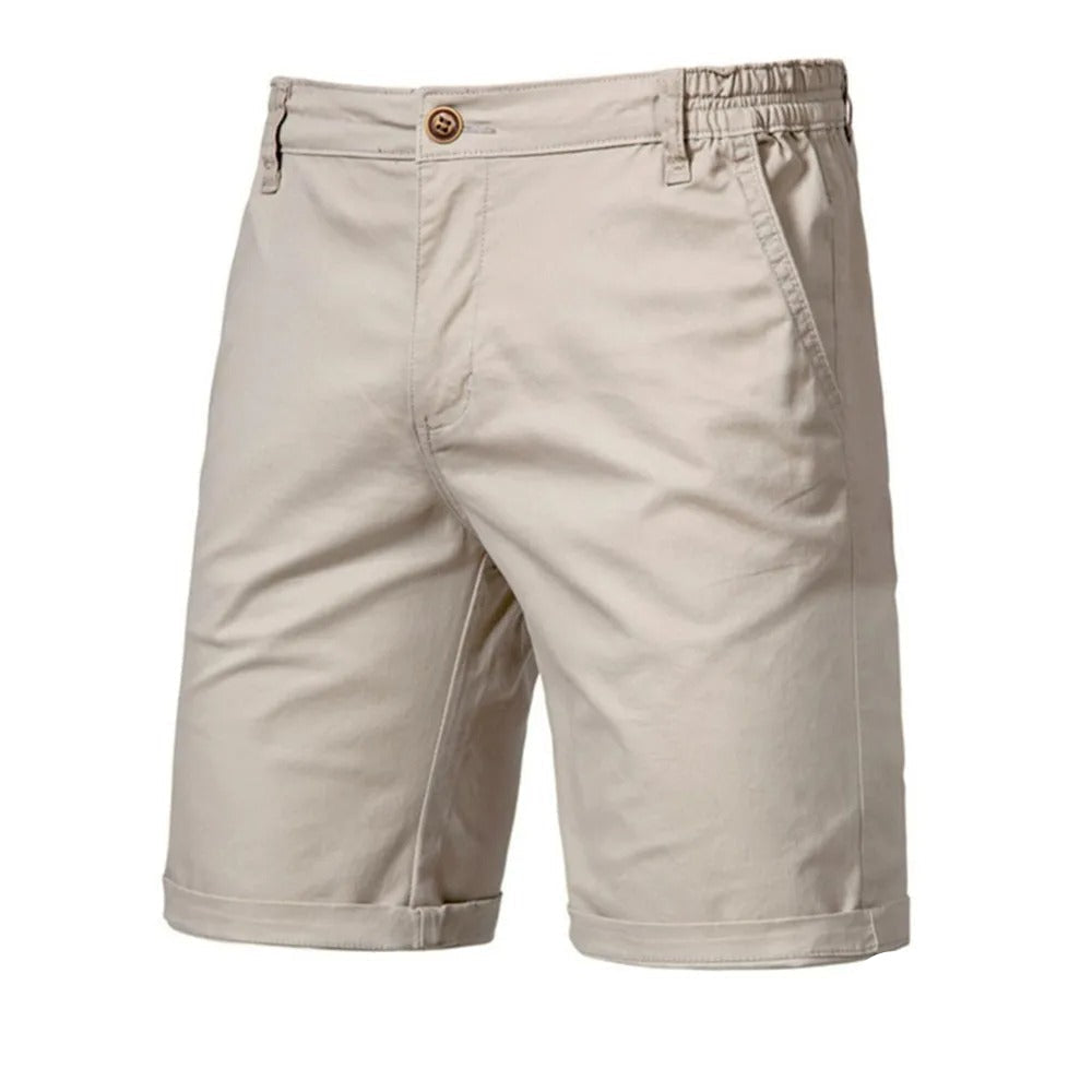 Cotton Blend Stretch Waistband Casual Shorts