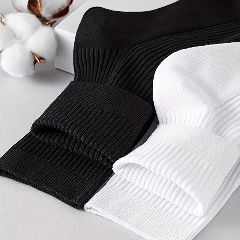 Men's Vertical Pattern Mid-Calf Socks Breathable Business Black