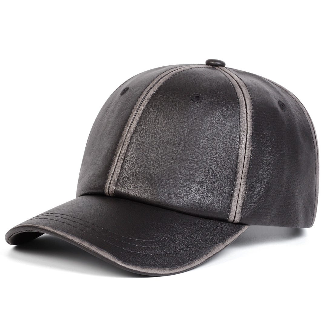 Genuine Leather Structured Baseball Cap Vintage Washed