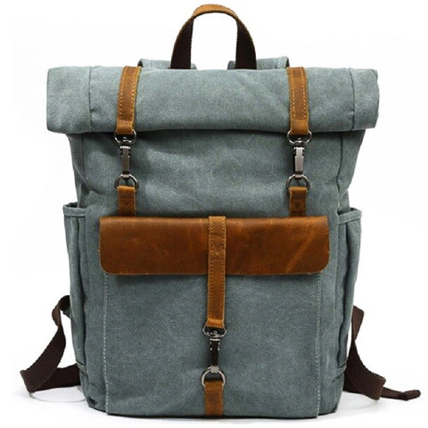 Vintage Canvas Roll-Top Backpack Men's