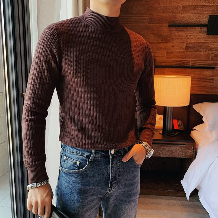 Men's textured collared pullover jumper shown from the front