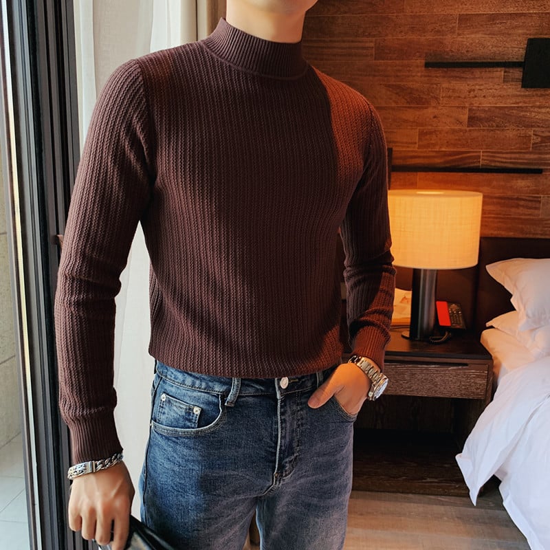Men's Textured Collared Pullover Jumper