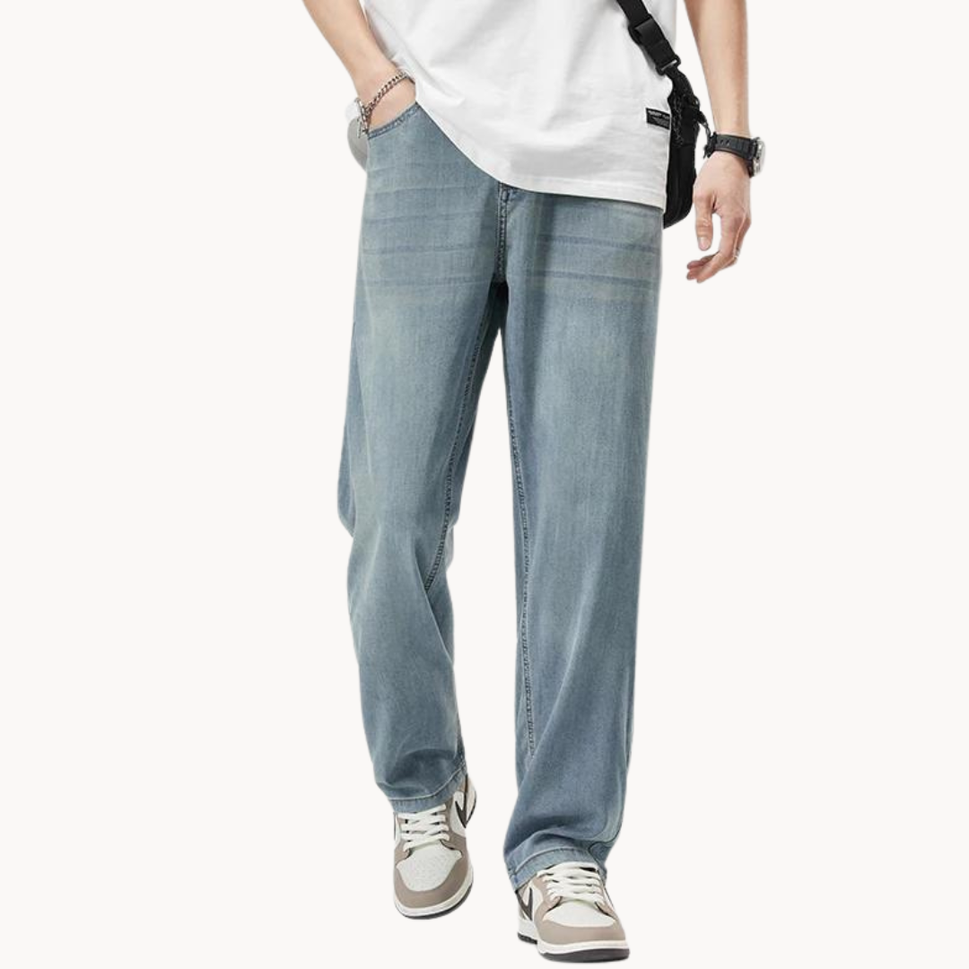 Men's Straight-Leg Lyocell Blend Trousers 5 Pocket