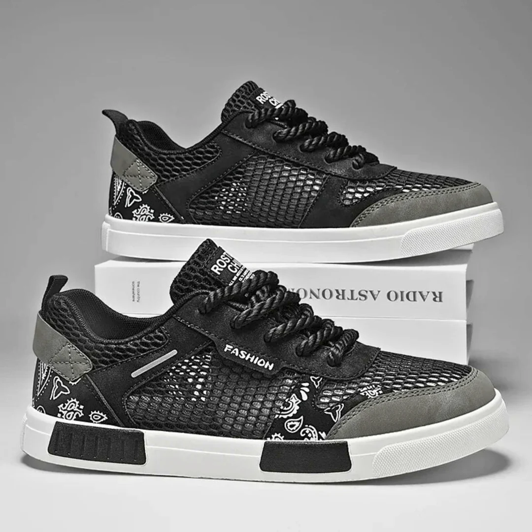 Men's mesh lace-up sneakers displayed as a pair for breathable everyday comfort