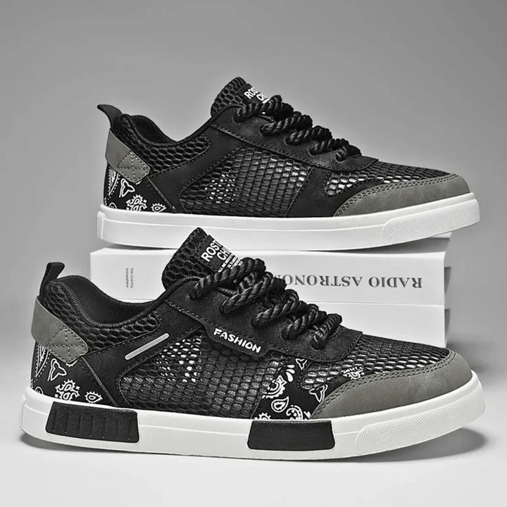 Men's mesh lace-up sneakers displayed as a pair for breathable everyday comfort