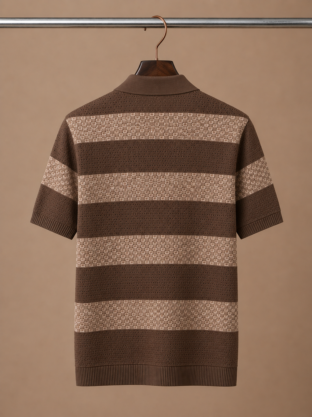 Men's Striped Breathable Cotton Polo Shirt Smart Casual Fit