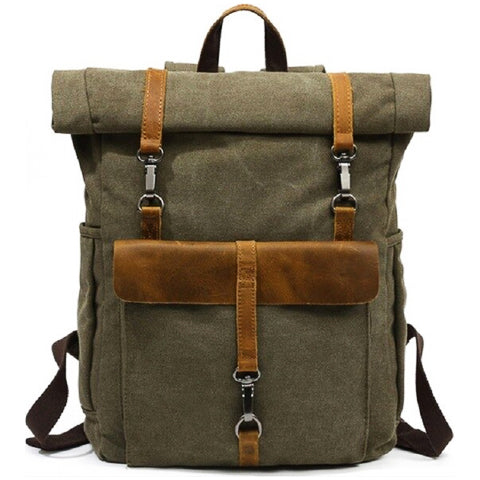 Vintage Canvas Roll-Top Backpack Men's