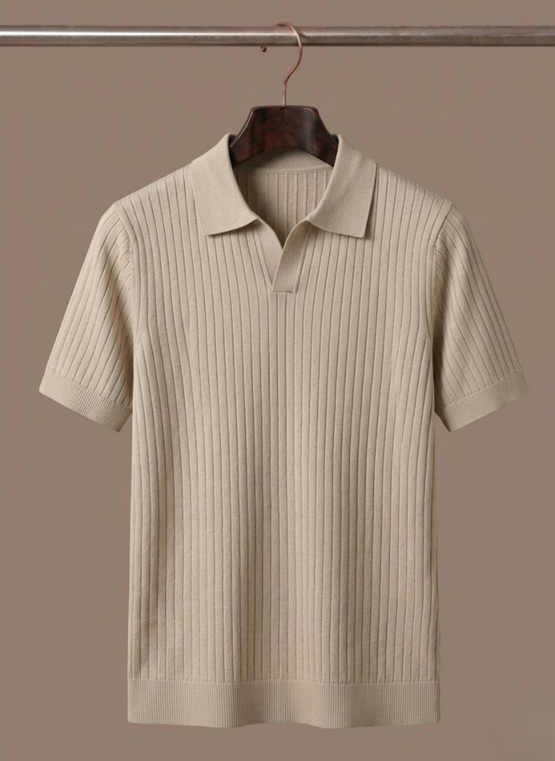 Men's Lightweight Ribbed Knit Polo Shirt