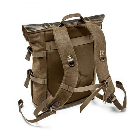 Canvas Leather Camera Backpack Vintage Khaki Green