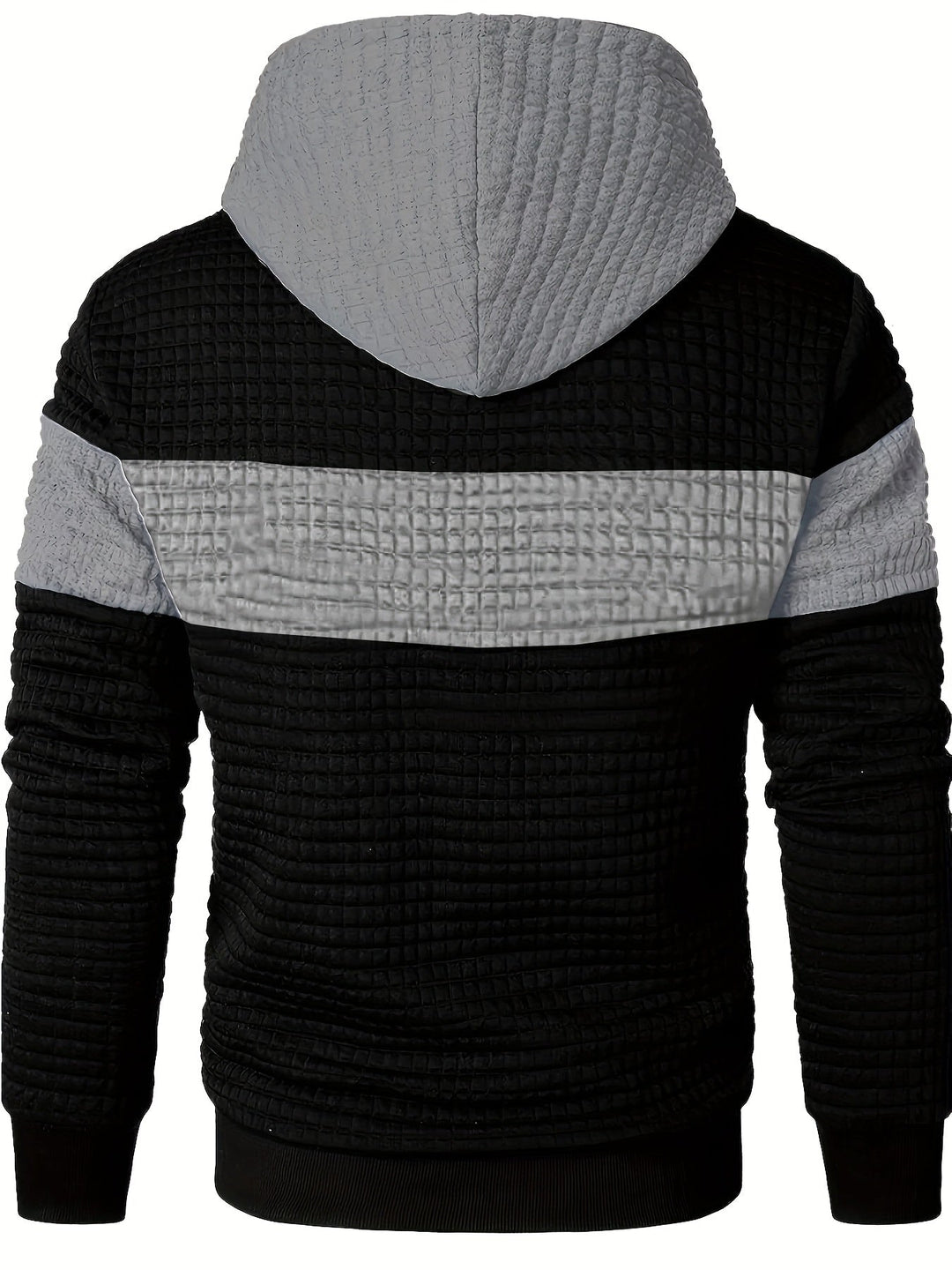Close-up of the textured gradient fabric on a men's hoodie
