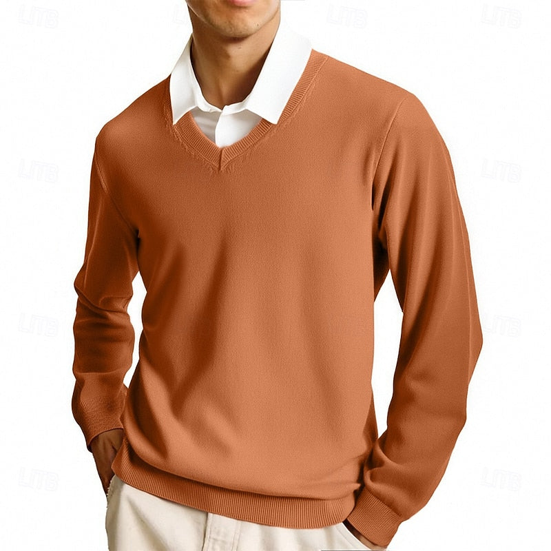 Men's Fine Knit V Neck Jumper