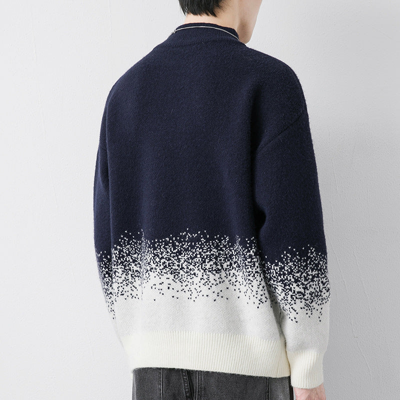 Men's long-sleeve gradient jumper styled for cosy winter wear