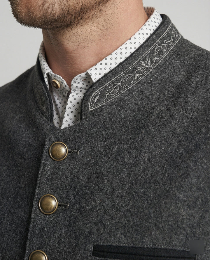 Back view of a men's regular-fit stand collar gilet