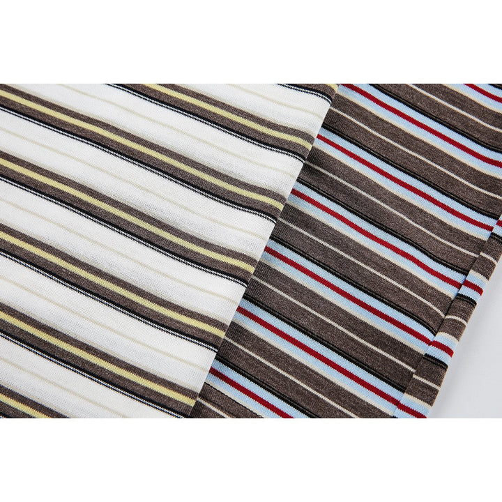 Striped Knit Relaxed Fit T-Shirt Brown and Gold