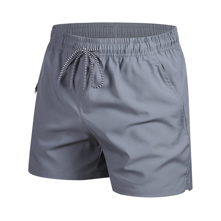 Men's Solid Color Elastic Waist Beach Shorts