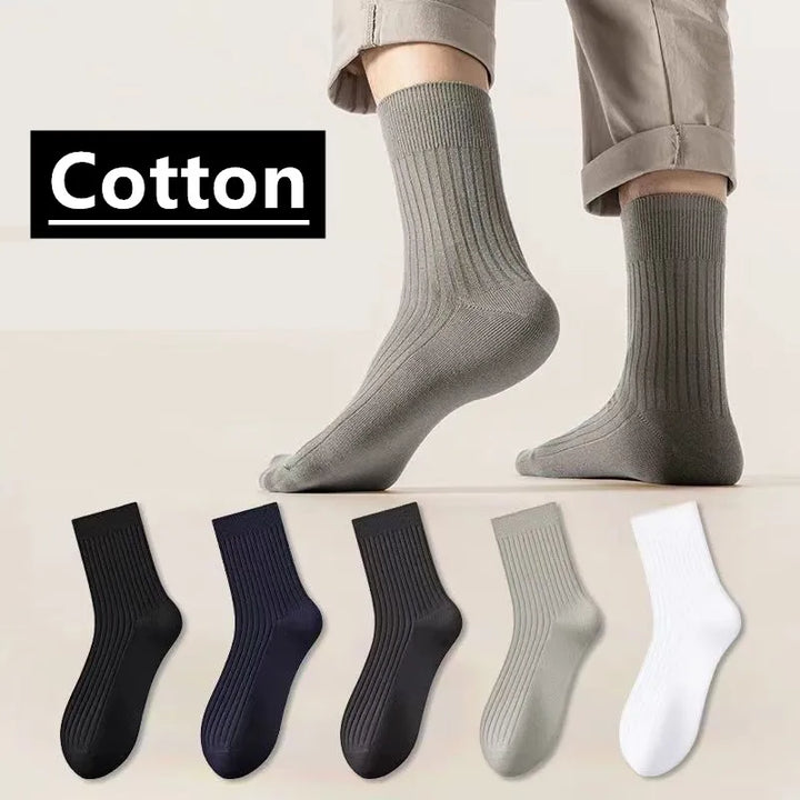 Men's Mid-Calf Cotton Socks Solid Color