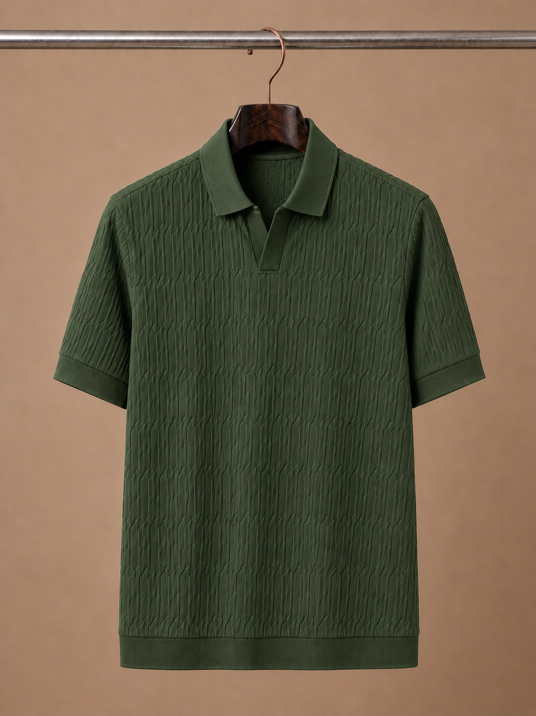 Men's Soft Textured Knit Polo Shirt Breathable Summer