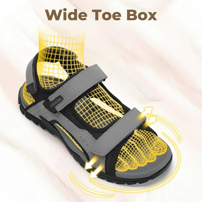 Men's Wide Toe Box Walking Sandals Synthetic Leather