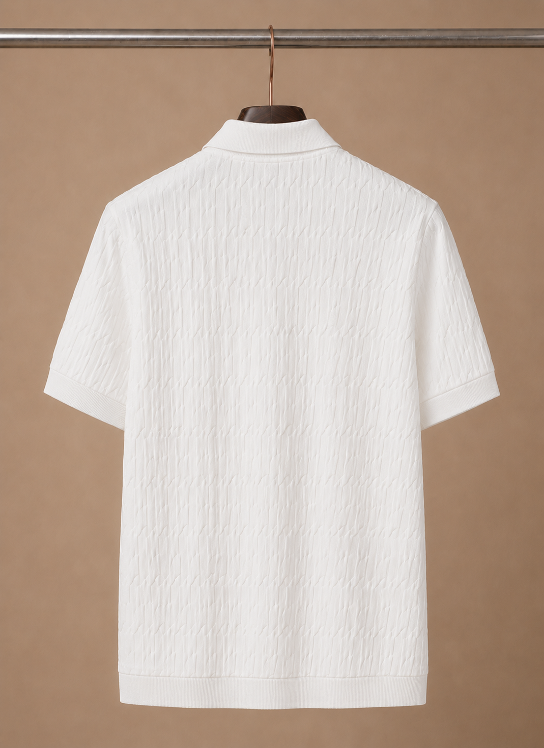 Men's Soft Textured Knit Polo Shirt Breathable Summer