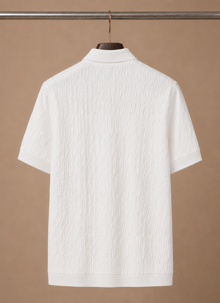 Men's Soft Textured Knit Polo Shirt Breathable Summer