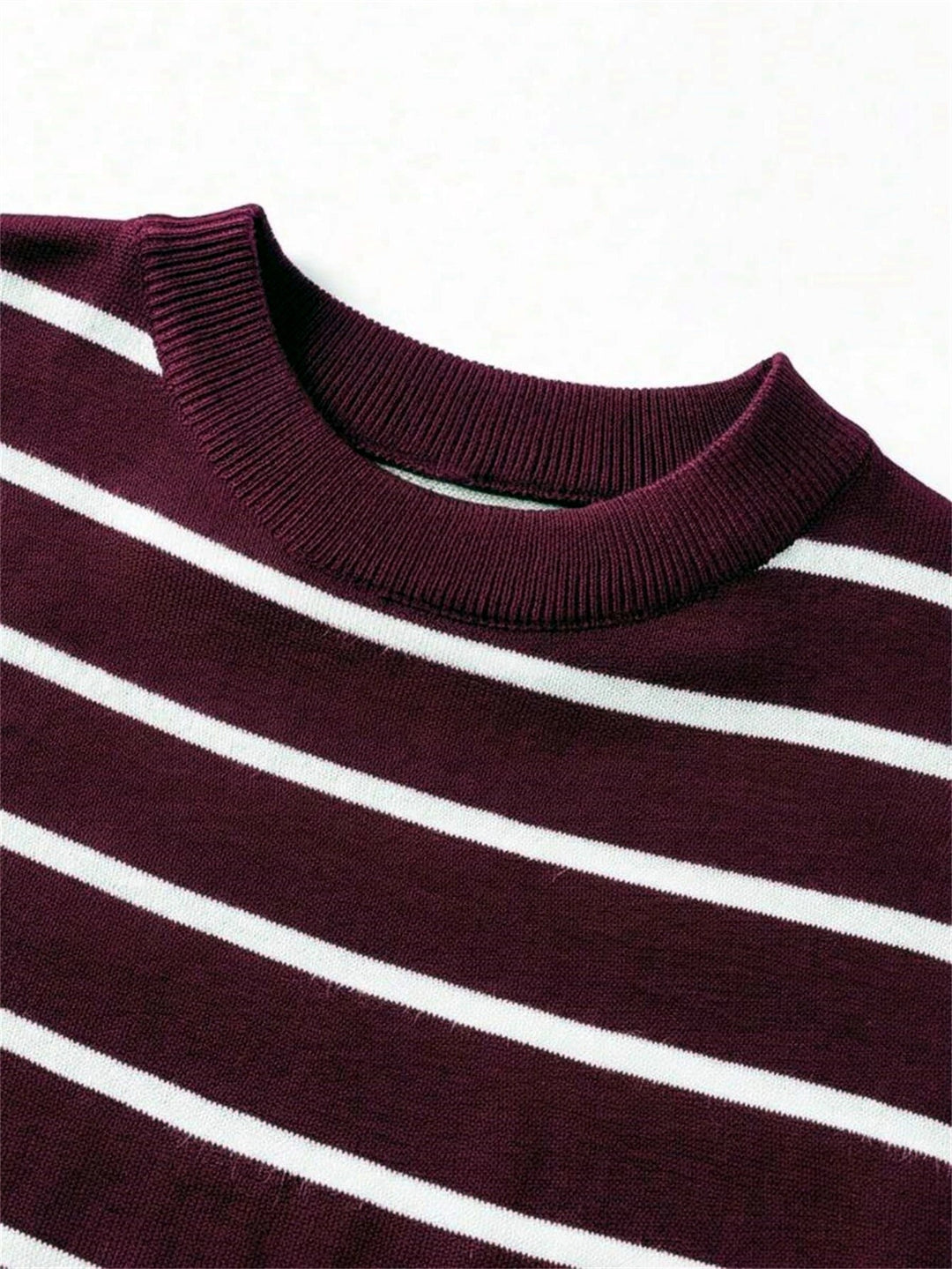 Men's Striped Knit Crew Neck T-Shirt Claret
