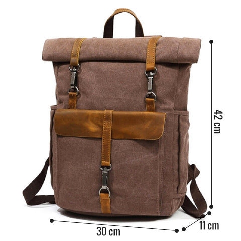 Vintage Canvas Roll-Top Backpack Men's