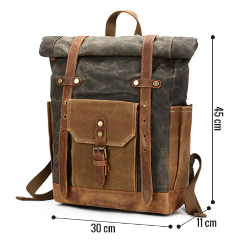 Vintage Waterproof Canvas Roll-Top Backpack