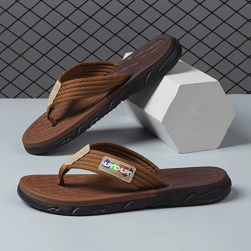 Men's Braided Strap Flip Flops Non-Slip EVA Sole Sandals