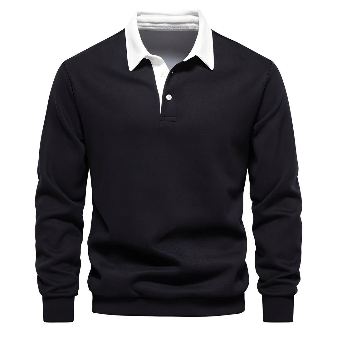 Men's Long Sleeve Polo Shirt Breathable Cotton