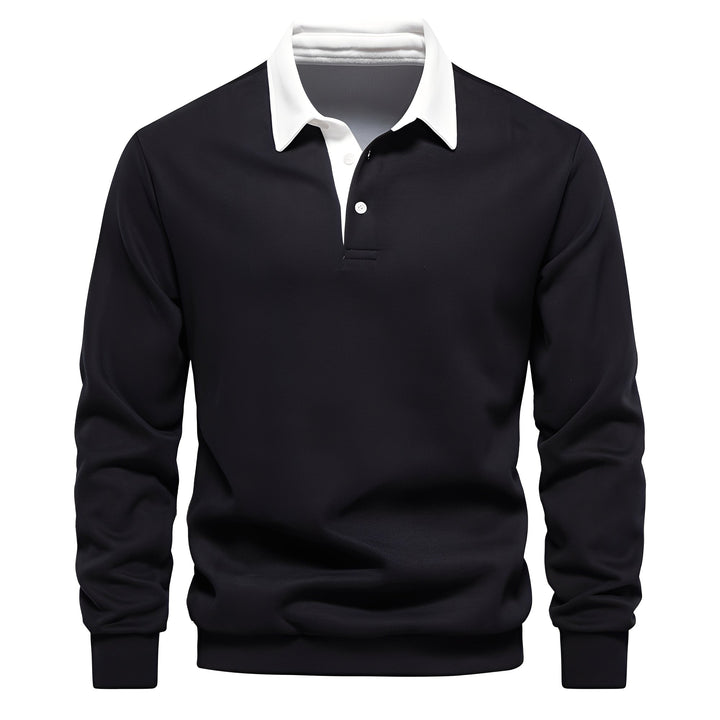 Men's Long Sleeve Polo Shirt Breathable Cotton