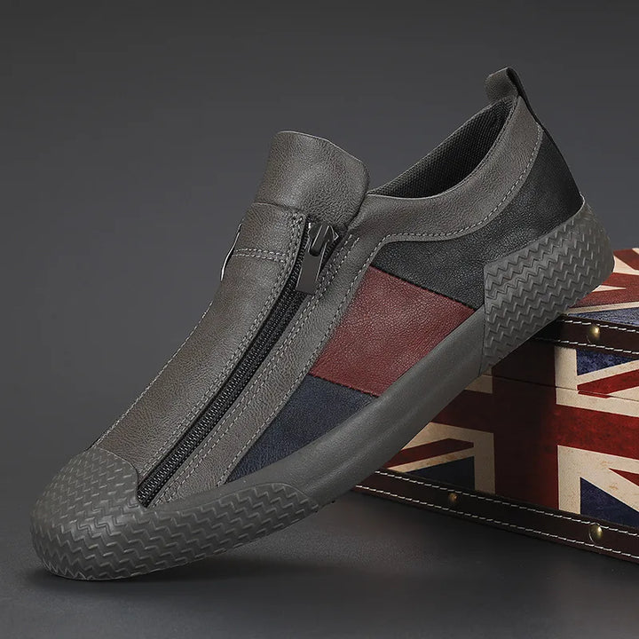 Men's leather sneakers with lace-up fastening and low-top skate-inspired shape