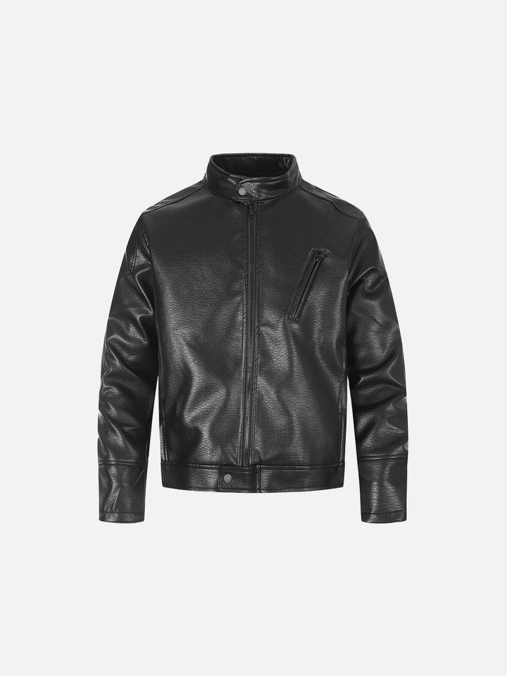 Men's Brown Faux Leather Biker Jacket