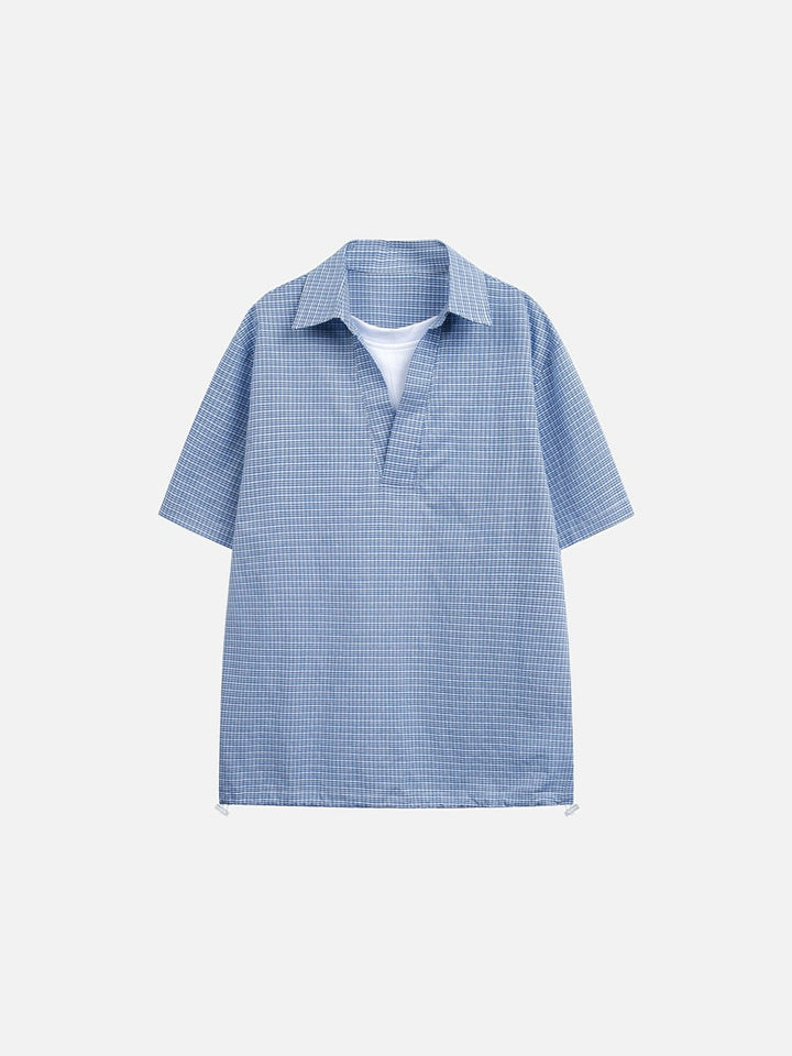 Men's Popover Check Shirt Blue And White