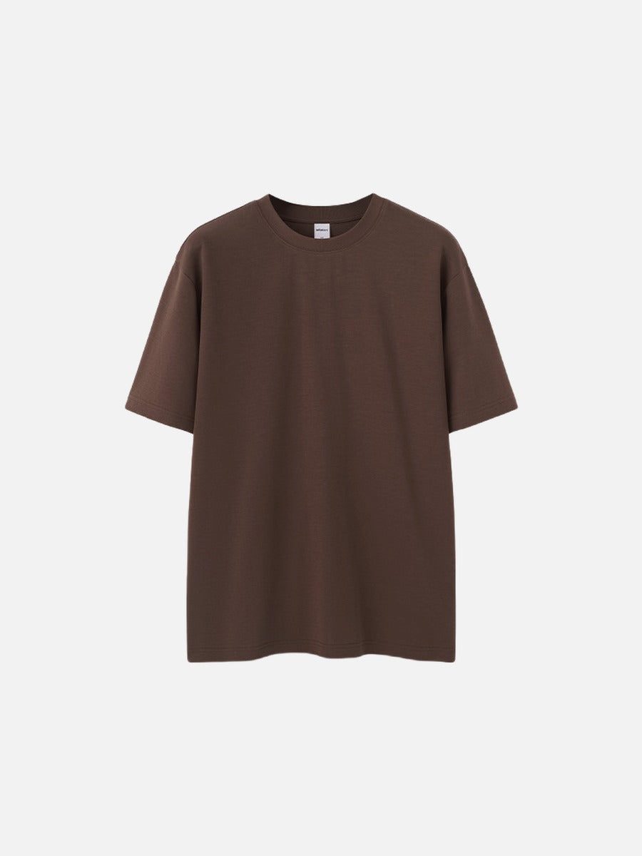 Close-up of the soft cotton fabric on the men's oversized T-shirt