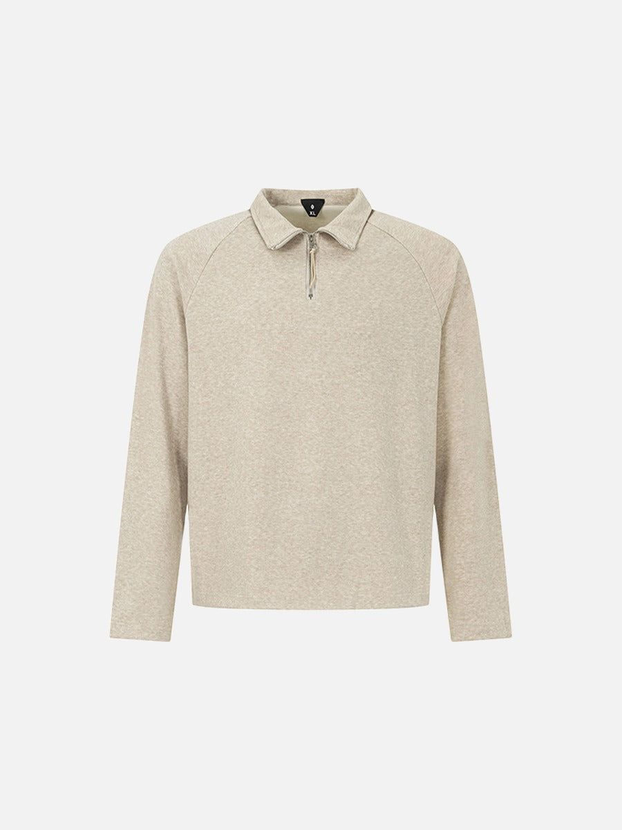 Men's long sleeve half zip polo T-shirt shown from the front