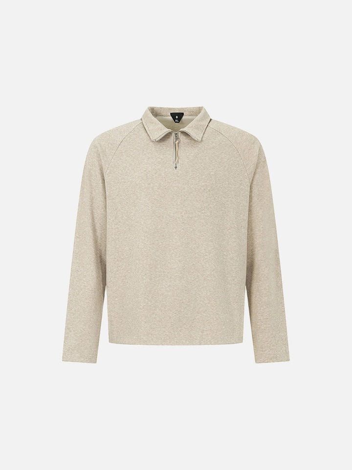 Men's long sleeve half zip polo T-shirt shown from the front