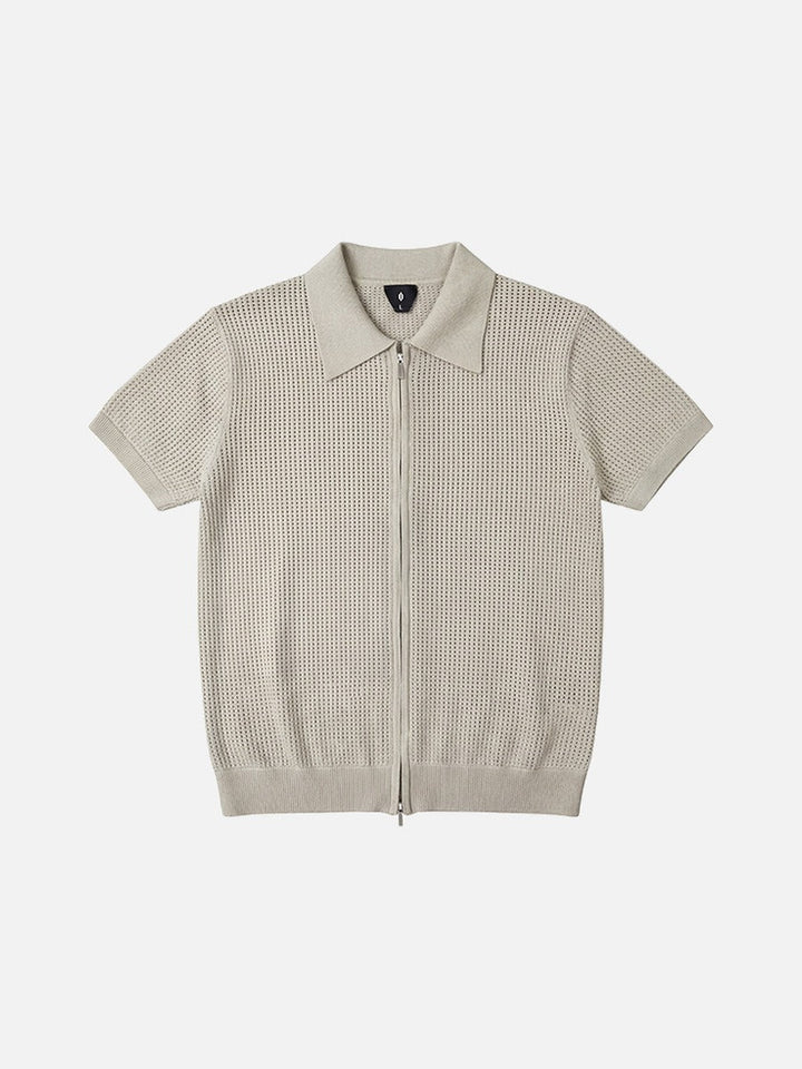 Men's knitted polo shirt with short sleeves front view