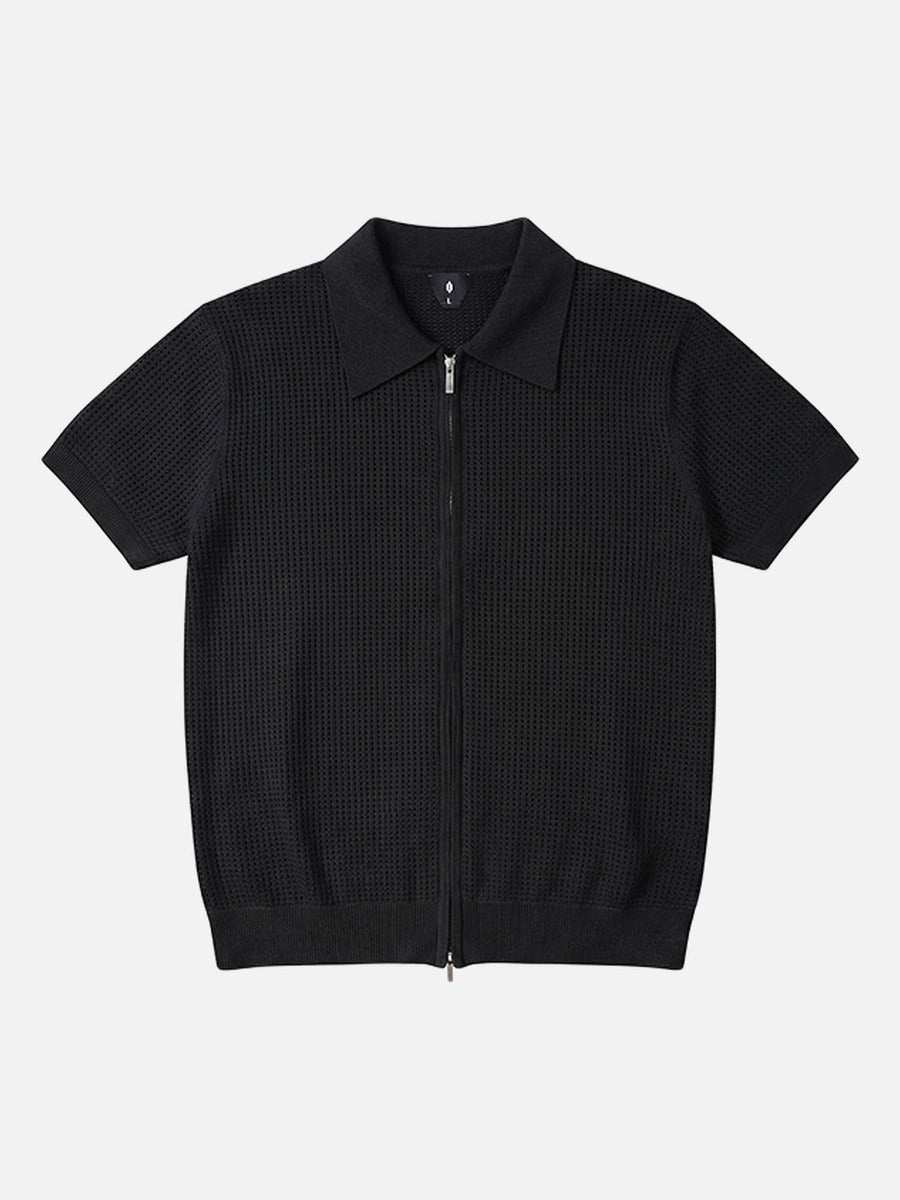 Men's knitted polo shirt back view