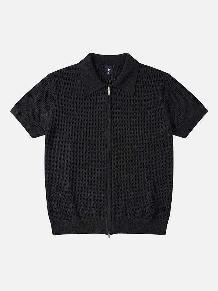 Men's knitted polo shirt back view