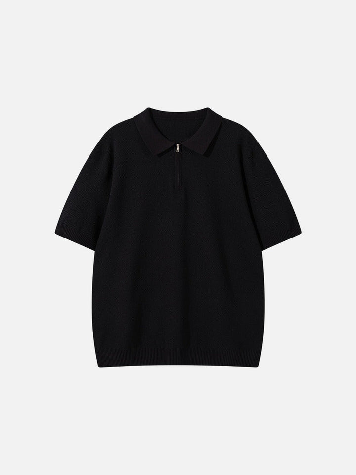 Men's Quarter-Zip Knit Polo Shirt Relaxed Fit