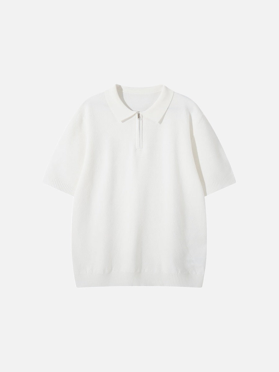 Men's Quarter-Zip Knit Polo Shirt Relaxed Fit