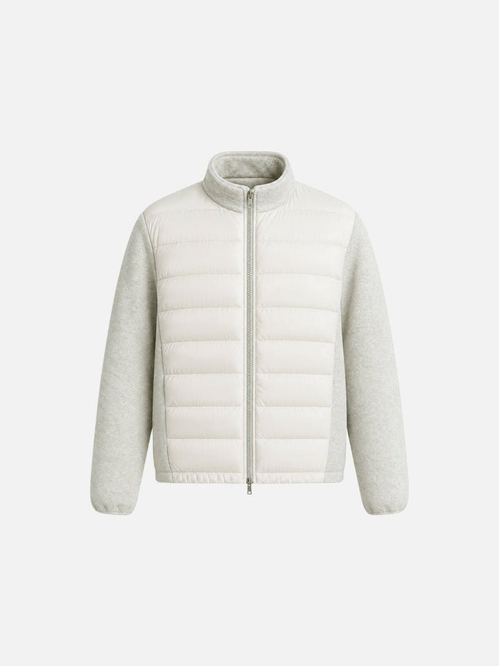 Close-up of the stand collar on a padded men's jacket