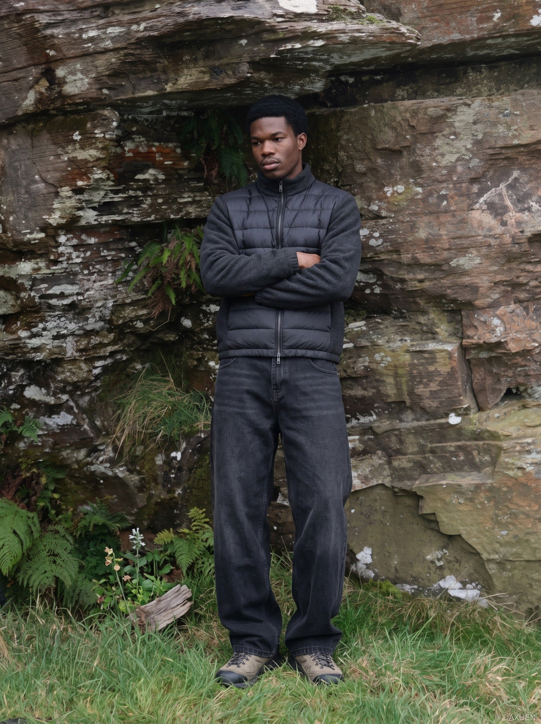 Padded fleece jacket designed for men's everyday wear